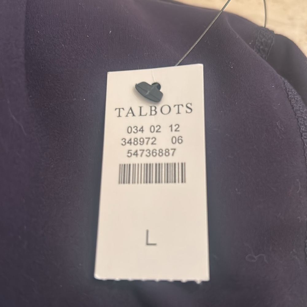 NWT T by Talbots Women's Strappy Back Shelf Bra Tank Top - Indigo Blue, Size L - Picture 5 of 5